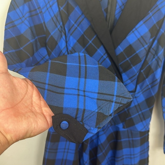 Rare NWOT Unique Vintage Trudy Dress Blue & Black Plaid Tartan - Picture 6 of 11